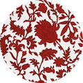 A birds eye view of a red and white fabric used to make luxury pool floats.
