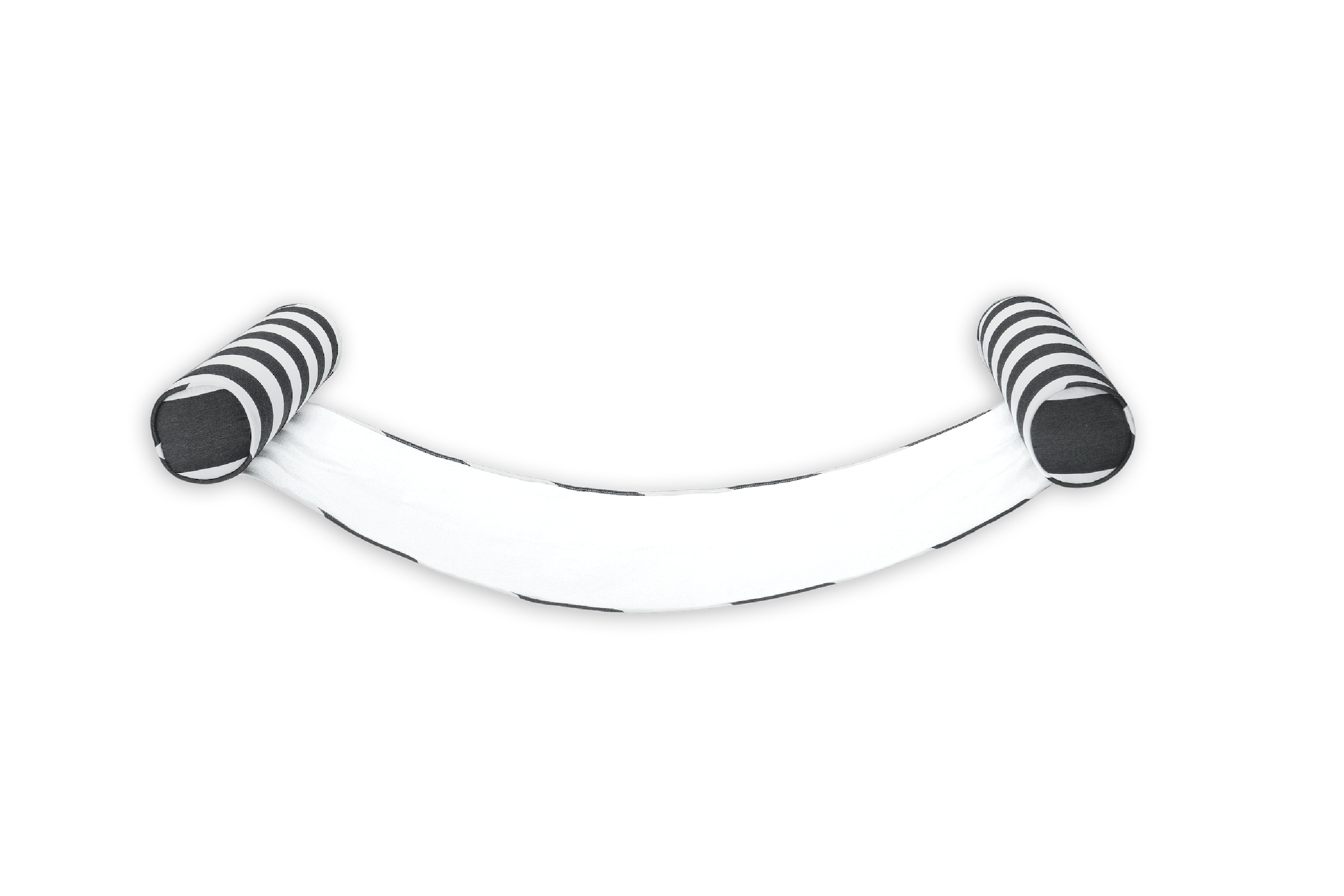 The side of a luxury pool float in black and white fabric with a transparent background.