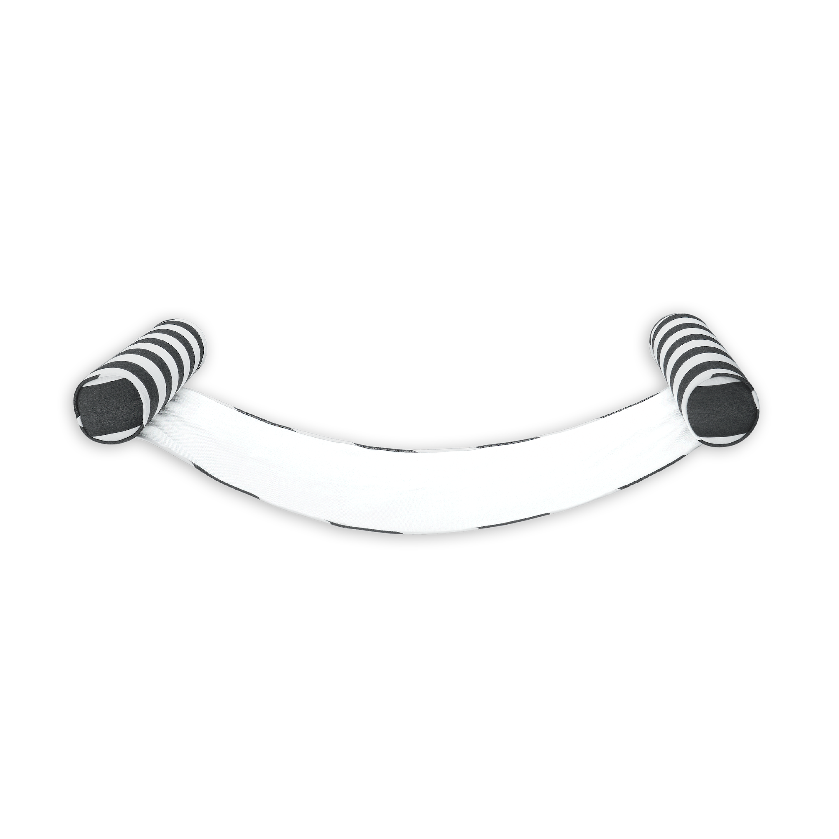 The side of a luxury pool float in black and white fabric with a transparent background.