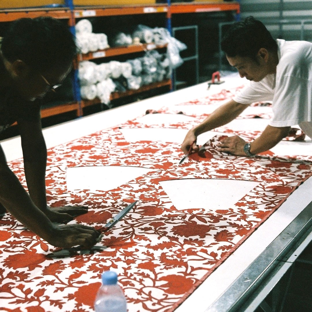 The pattern making required to develop luxury upholstered pool floats.