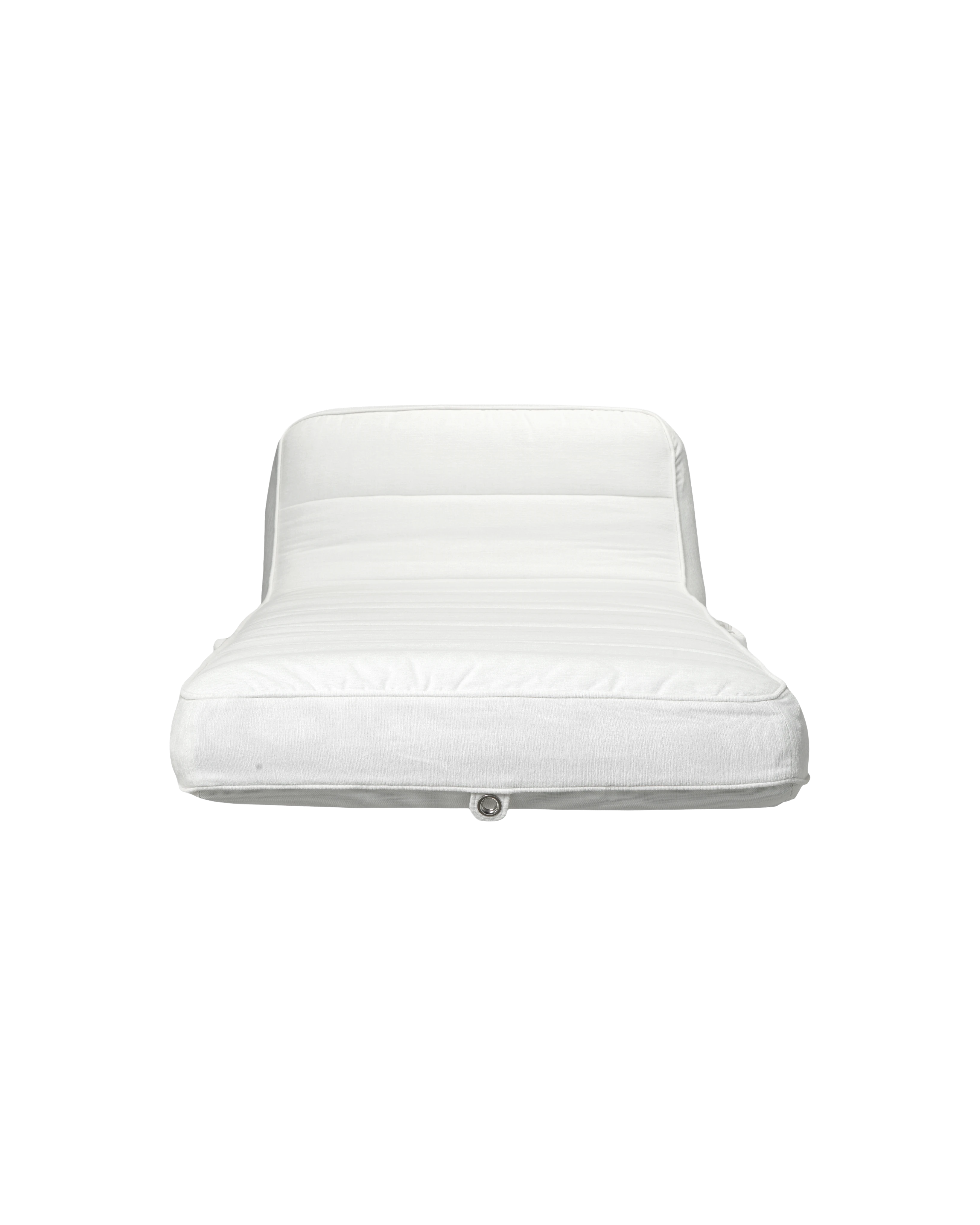 Luxury inflatable pool lounger with white Chenille fabric, featuring an elegant backrest — perfect for stylish adults and resort-style poolside lounging.