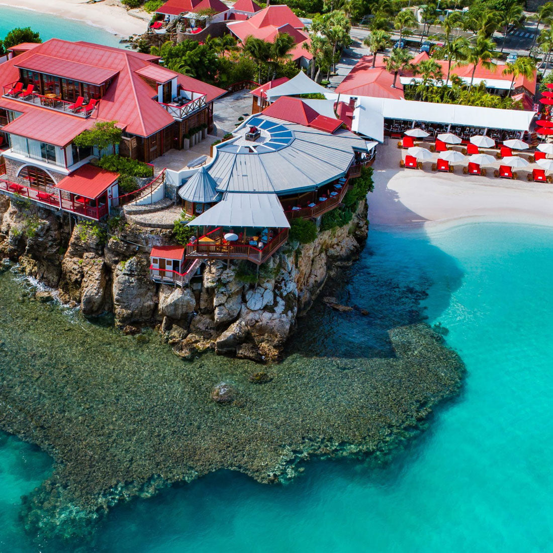 Oliver James Lilos luxury upholstered pool floats at Eden Roc, Saint Barths