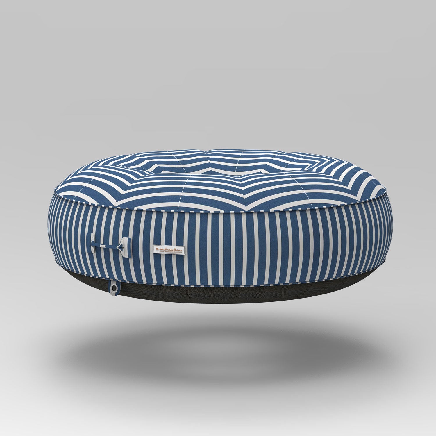 A render of an Oliver James Lilos Ring in blue and white stripes.