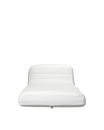 Luxury inflatable pool lounger with white Chenille fabric, featuring an elegant backrest — perfect for stylish adults and resort-style poolside lounging.