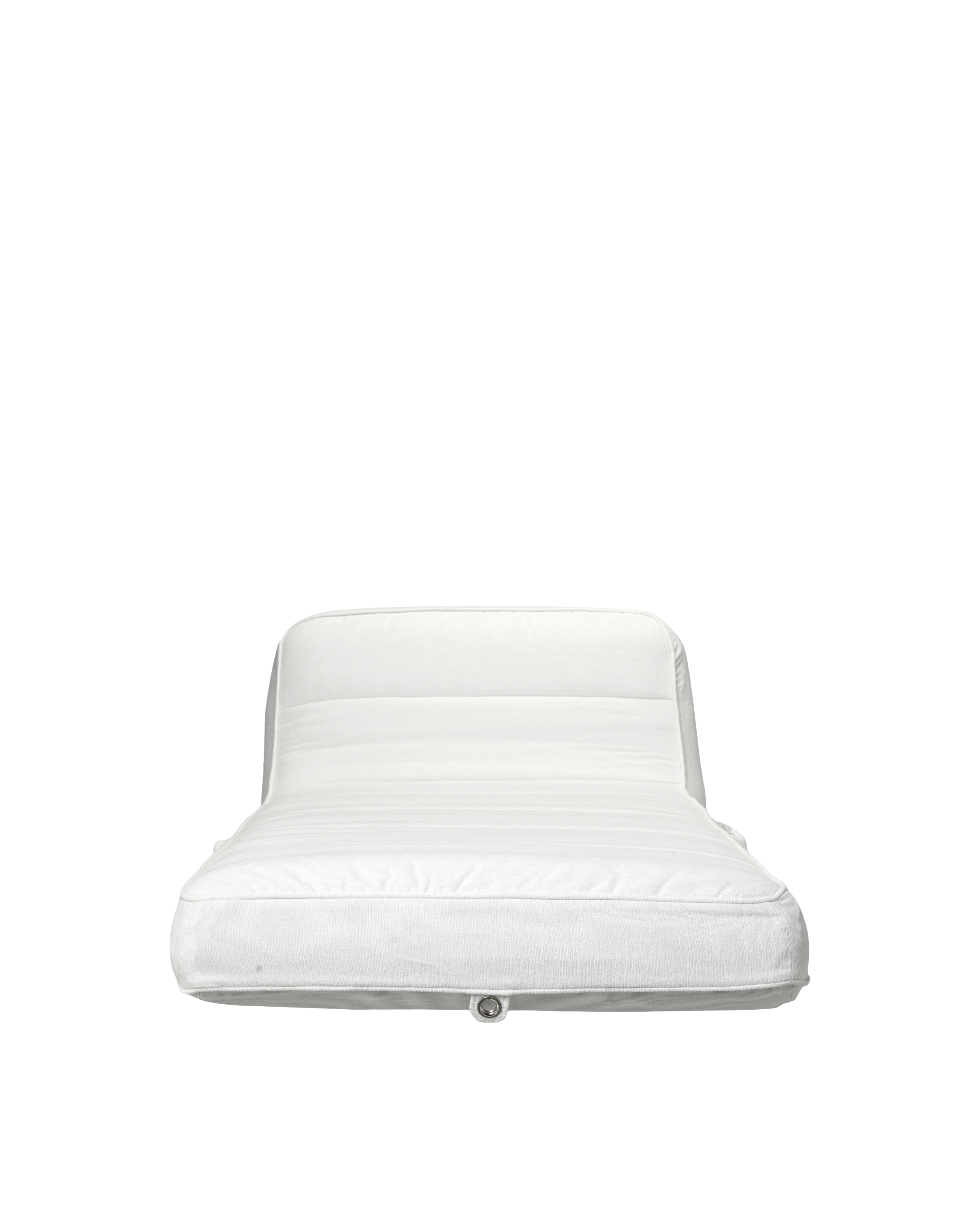 Luxury inflatable pool lounger with white Chenille fabric, featuring an elegant backrest — perfect for stylish adults and resort-style poolside lounging.